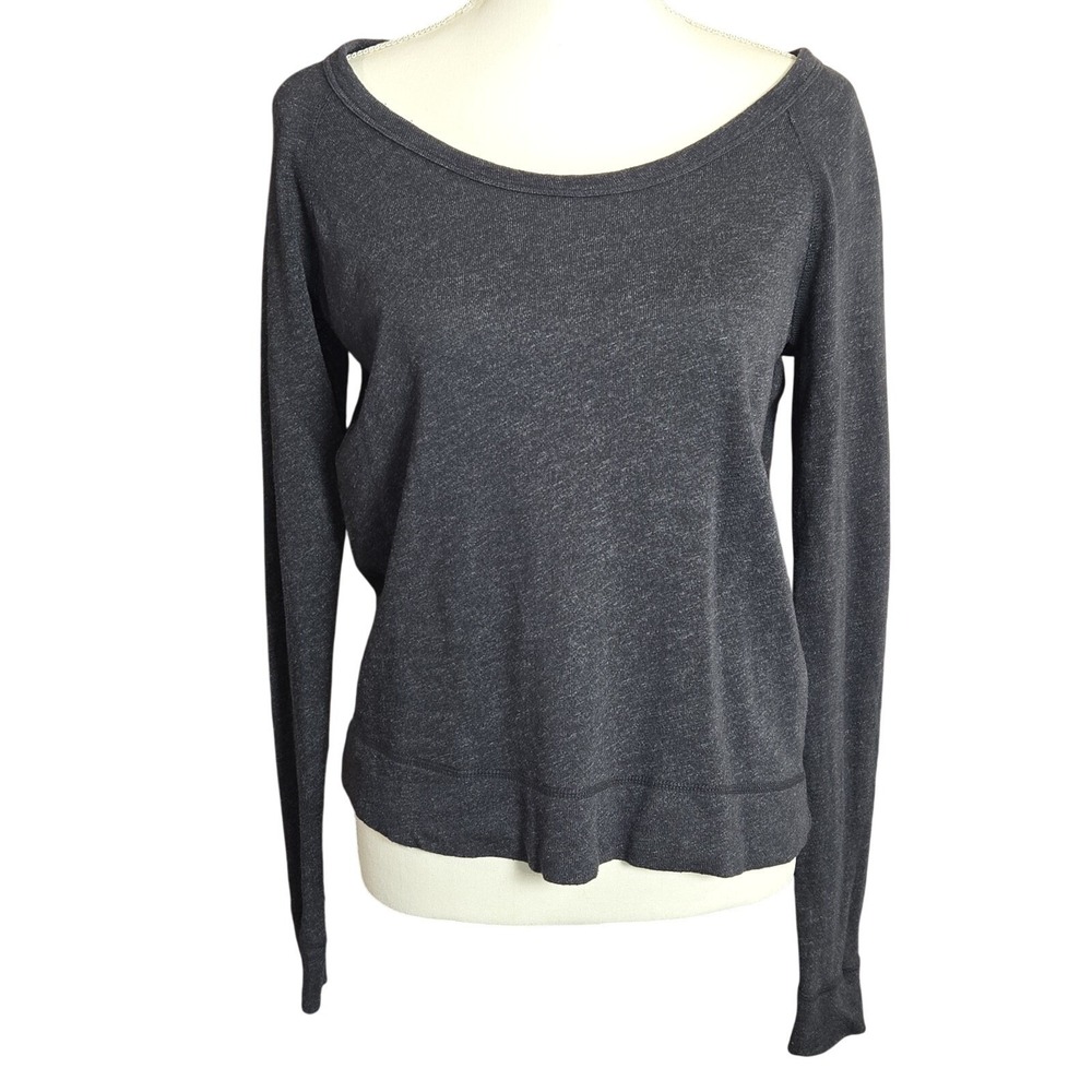 JAMES PERSE Size 1 Women's Gray Classic Crewneck Raglan Lightweight Sweatshirt